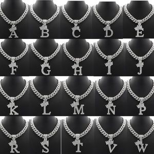 INITIAL LETTER PENDANT 12mm/18" CUBAN CHAIN